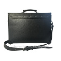 Schwarz Leder Aktentasche Tablet PC Fall Schultertasche